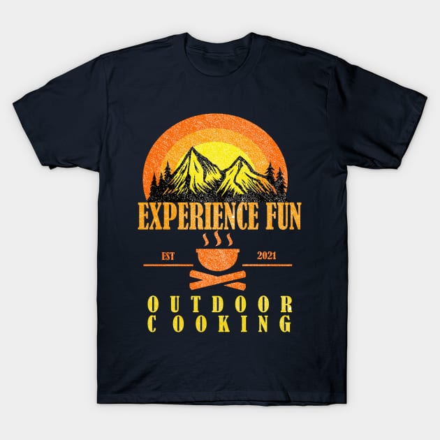 fun experience outdoor cooking - camping, hiking, trekking, outdoor recreation T-Shirt by The Bombay Brands Pvt Ltd